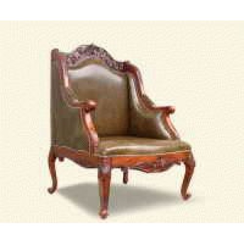 Кресло из натуральной коричневой кожи Louis ХV Аrmchair