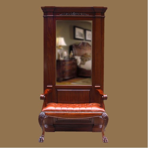 Зеркало для холла с сиденьем Hall Mirror With Seatee leather